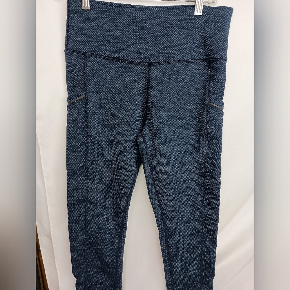 MPG‎ Blue Textured Stretchy Activewear Leggings (#1,549)